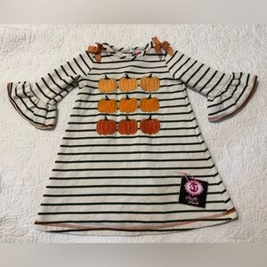 Good Lad Striped Dress with Pumpkin Design